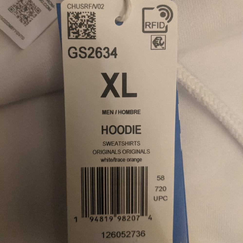 NWT ADIDAS ORIGINALS SWAROVSKI TREFOIL PULLOVER HOODIE WHITE GS2634 Sz XL or 2XL - Picture 8 of 10